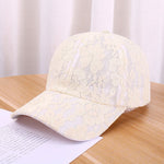 Women Hollow Lace Flower Baseball Cap Summer Breathable Mesh Sun Hat-Women's Caps-Arimonz-beige-Arimonz