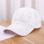 Women Hollow Lace Flower Baseball Cap Summer Breathable Mesh Sun Hat-Women's Caps-Arimonz-white-Arimonz