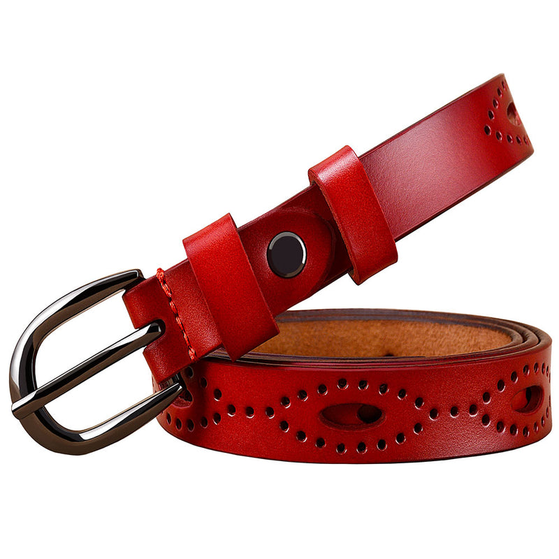 Women Hollows Genuine Leather Belt Woman For Jeans Pin Buckle Belts-Women's Belts-Arimonz-Arimonz
