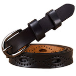 Women Hollows Genuine Leather Belt Woman For Jeans Pin Buckle Belts-Women's Belts-Arimonz-Black-90cm/35.43inches-Arimonz