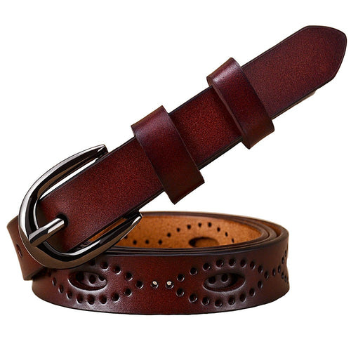 Women Hollows Genuine Leather Belt Woman For Jeans Pin Buckle Belts-Women's Belts-Arimonz-Arimonz