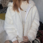 Women Hooded Faux Fur Coat Long Sleeve Thick Warm Winter Jacket-Fuzzy Jackets-Arimonz-Arimonz