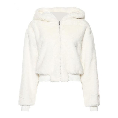 Women Hooded Faux Fur Coat Long Sleeve Thick Warm Winter Jacket-Fuzzy Jackets-Arimonz-S-Arimonz