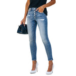 Women Jeans Blue Hight Waist Casual Ripped Streetwear Pant Jeans-Skinny Jeans-Arimonz-Arimonz