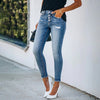 Women Jeans Blue Hight Waist Casual Ripped Streetwear Pant Jeans-Skinny Jeans-Arimonz-Arimonz