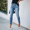 Women Jeans Blue Hight Waist Casual Ripped Streetwear Pant Jeans-Skinny Jeans-Arimonz-Arimonz