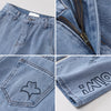 Women Jeans High Waist Trousers Baggy Vintage Straight Denim Pants-Straight Jeans-Arimonz-Arimonz