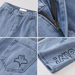 Women Jeans High Waist Trousers Baggy Vintage Straight Denim Pants-Straight Jeans-Arimonz-Arimonz