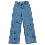 Women Jeans High Waist Trousers Baggy Vintage Straight Denim Pants-Straight Jeans-Arimonz-Blue-S-Arimonz