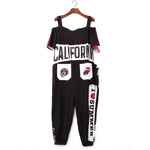 Women Jumpsuit Hip Hop Overalls Romper Print Loose Harem Pants Romper-Casual Jumpsuits & Rompers-Arimonz-Black-Arimonz