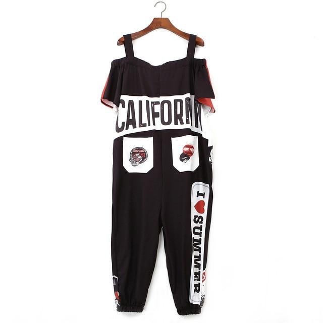 Women Jumpsuit Hip Hop Overalls Romper Print Loose Harem Pants Romper-Casual Jumpsuits & Rompers-Arimonz-Black-Arimonz