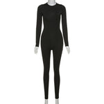 Women Jumpsuit Streetwear Long Sleeve Bodycon Solid Overalls-Night Out Jumpsuits & Rompers-Arimonz-S-Long Sleeve Black-Arimonz