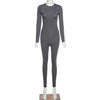 Women Jumpsuit Streetwear Long Sleeve Bodycon Solid Overalls-Night Out Jumpsuits & Rompers-Arimonz-S-Long Sleeve Grey-Arimonz