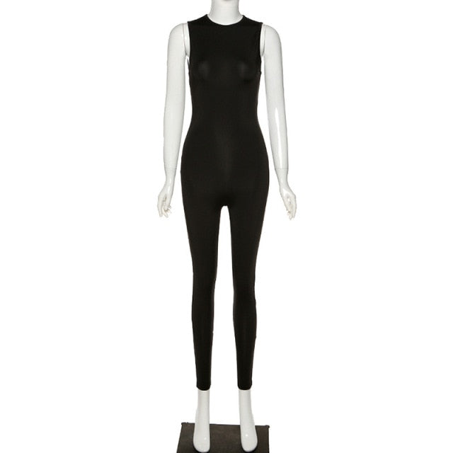 Women Jumpsuit Streetwear Long Sleeve Bodycon Solid Overalls-Night Out Jumpsuits & Rompers-Arimonz-S-Sleeveless Black-Arimonz