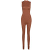 Women Jumpsuit Streetwear Long Sleeve Bodycon Solid Overalls-Night Out Jumpsuits & Rompers-Arimonz-S-Sleeveless Brown-Arimonz