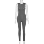 Women Jumpsuit Streetwear Long Sleeve Bodycon Solid Overalls-Night Out Jumpsuits & Rompers-Arimonz-S-Sleeveless Grey-Arimonz