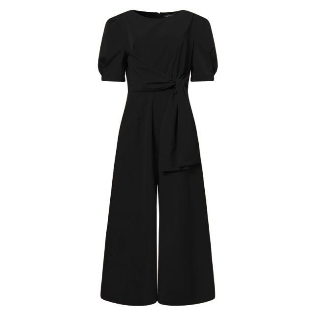 Women Jumpsuits Lace Up Irregular Overalls Casual Short Sleeve Romper-Casual Jumpsuits & Rompers-Arimonz-Arimonz