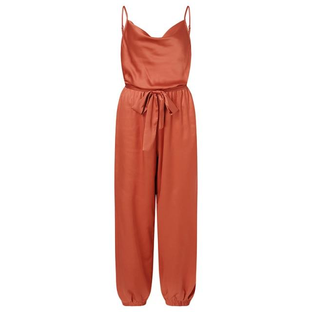 Women Jumpsuits Lace Up Irregular Overalls Casual Short Sleeve Romper-Casual Jumpsuits & Rompers-Arimonz-S-B Orange-Arimonz