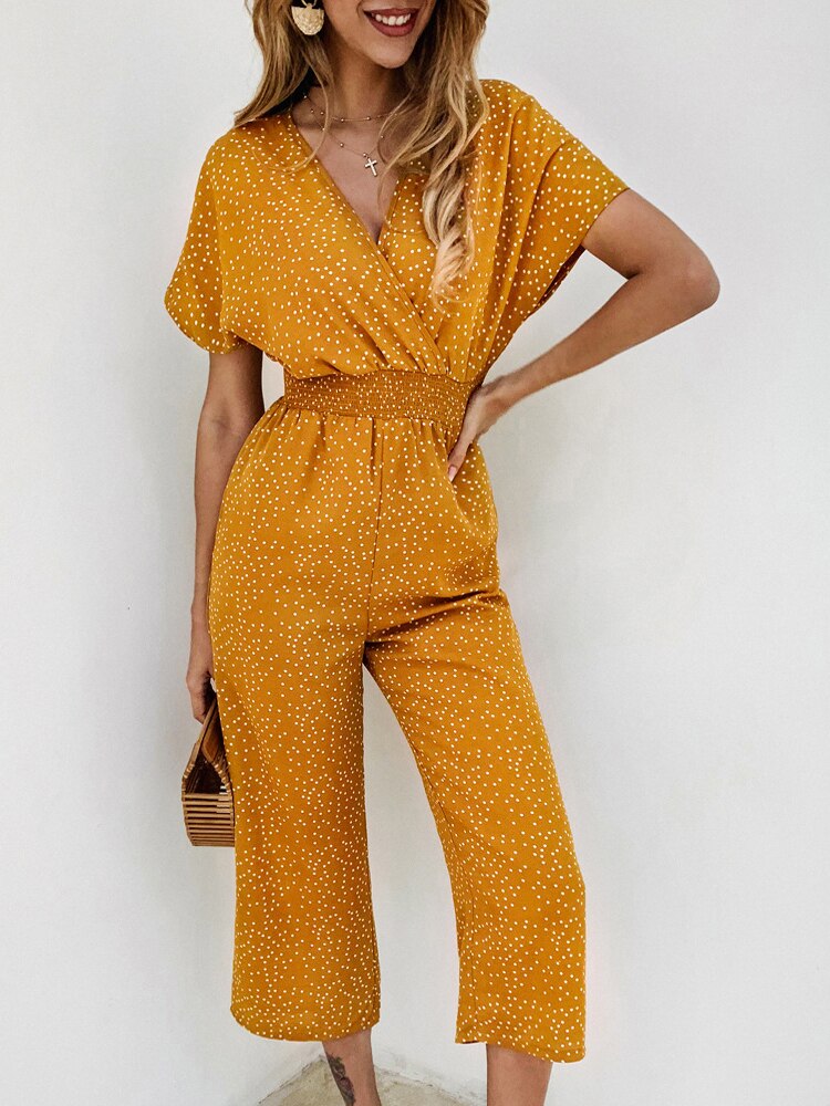 Women Jumpsuits Rompers Casual Print V-neck Pocket Overalls Jumpsuit-Night Out Jumpsuits & Rompers-Arimonz-Arimonz