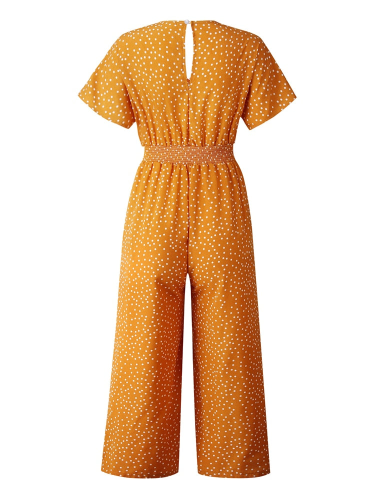 Women Jumpsuits Rompers Casual Print V-neck Pocket Overalls Jumpsuit-Night Out Jumpsuits & Rompers-Arimonz-Arimonz