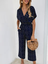 Women Jumpsuits Rompers Casual Print V-neck Pocket Overalls Jumpsuit-Night Out Jumpsuits & Rompers-Arimonz-Dark Blue-S-Arimonz