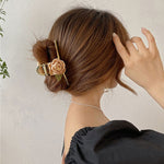 Women Metal Hair Claw Elegant Gold Flowers Hair Clips Barrette-Hair Accessories-Arimonz-Arimonz