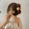 Women Metal Hair Claw Elegant Gold Flowers Hair Clips Barrette-Hair Accessories-Arimonz-Arimonz