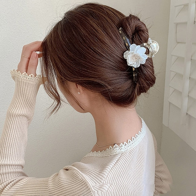 Women Metal Hair Claw Elegant Gold Flowers Hair Clips Barrette-Hair Accessories-Arimonz-A1-Arimonz