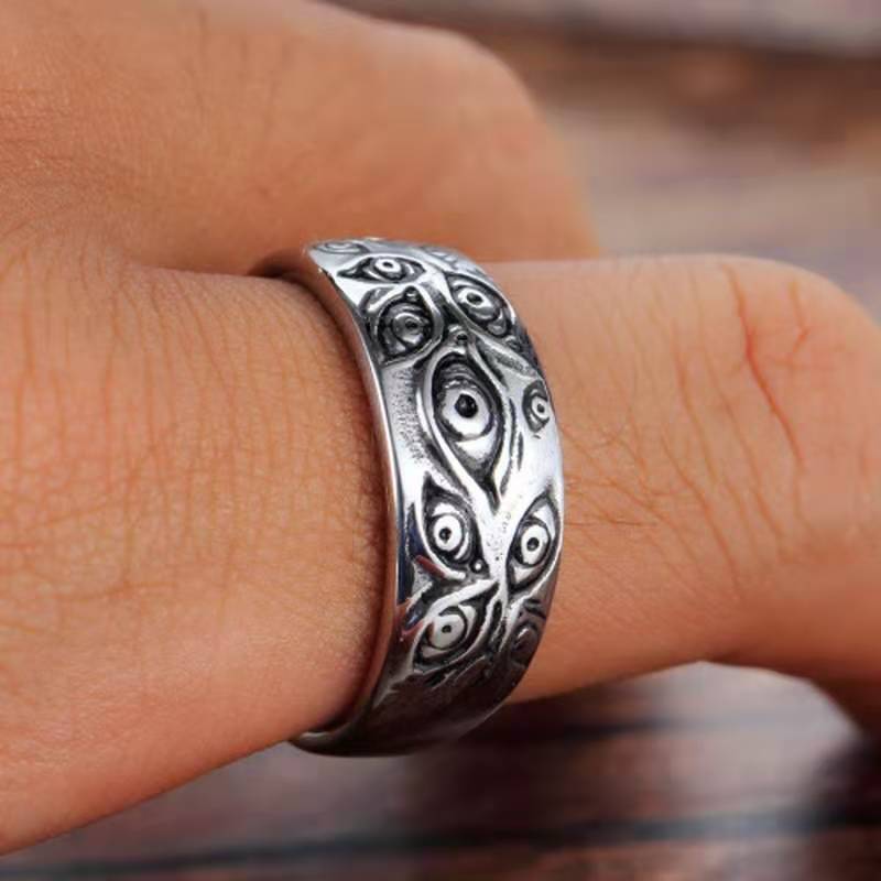 Women Retro Eyes Engraved Retro Hipster Ring Hollow Cross Rings-Rings-Arimonz-Arimonz