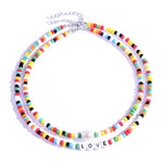Women Seed Beads Love Necklace Sets Choker Multilayer Women Necklace-Necklaces-Arimonz-LOVE-Arimonz
