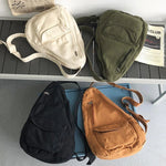 Women Shoulder Messenger Bag Canvas Crossbody Solid Color Chest Bag-Handbags-Arimonz-Arimonz