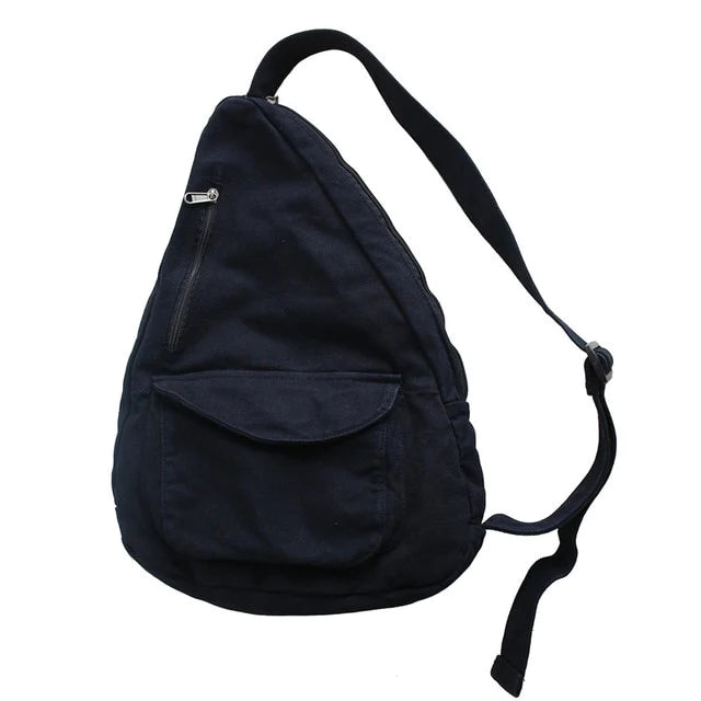 Women Shoulder Messenger Bag Canvas Crossbody Solid Color Chest Bag-Handbags-Arimonz-Black-Arimonz