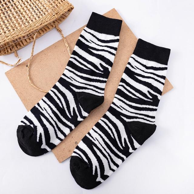 Women Skateboard Socks Cool Hip Hop Women Socks Streetwear Socks-Socks & Tights-Arimonz-Zebra-Arimonz