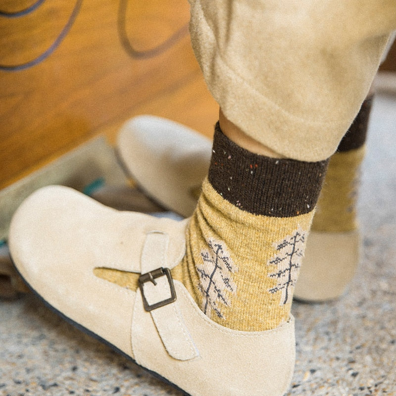 Women Socks Autumn Winter Thicken Warm Wool Long Retro Socks for Women-Socks & Tights-Arimonz-Arimonz