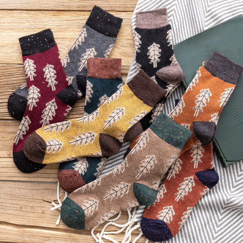 Women Socks Autumn Winter Thicken Warm Wool Long Retro Socks for Women-Socks & Tights-Arimonz-Arimonz