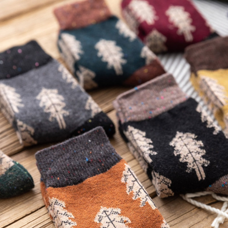 Women Socks Autumn Winter Thicken Warm Wool Long Retro Socks for Women-Socks & Tights-Arimonz-Arimonz