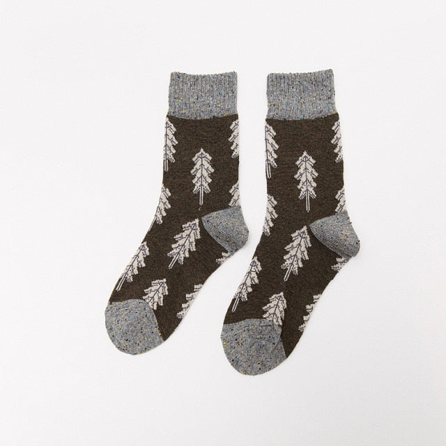 Women Socks Autumn Winter Thicken Warm Wool Long Retro Socks for Women-Socks & Tights-Arimonz-army green-Arimonz