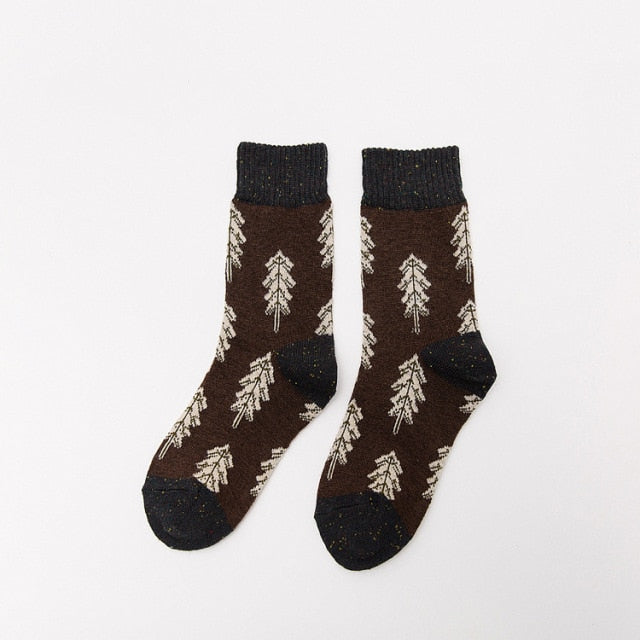 Women Socks Autumn Winter Thicken Warm Wool Long Retro Socks for Women-Socks & Tights-Arimonz-brown-Arimonz
