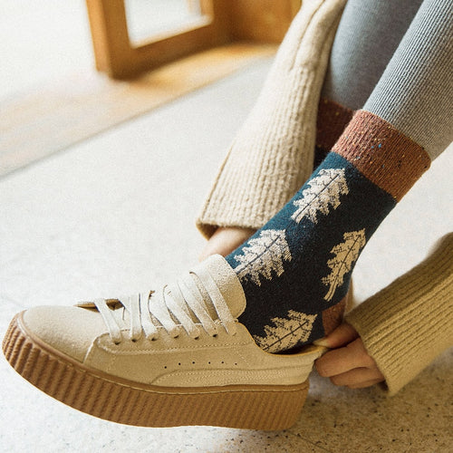 Women Socks Autumn Winter Thicken Warm Wool Long Retro Socks for Women-Socks & Tights-Arimonz-Arimonz