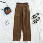 Women Spring Corduroy Pants High Waist Vintage Wide Leg Pants-Pants-Arimonz-Arimonz