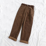 Women Spring Corduroy Pants High Waist Vintage Wide Leg Pants-Pants-Arimonz-Arimonz