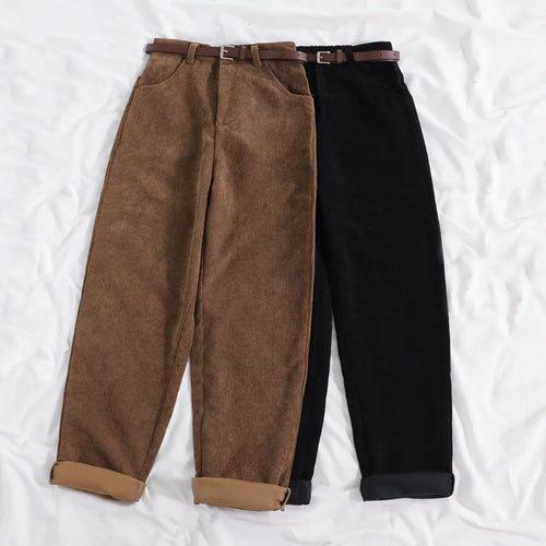 Women Spring Corduroy Pants High Waist Vintage Wide Leg Pants-Pants-Arimonz-Arimonz