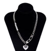 Women Stainless Steel Heart Pendant Necklace Lock Key Chain Necklace-Necklaces-Arimonz-Arimonz