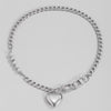 Women Stainless Steel Heart Pendant Necklace Lock Key Chain Necklace-Necklaces-Arimonz-Arimonz