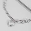 Women Stainless Steel Heart Pendant Necklace Lock Key Chain Necklace-Necklaces-Arimonz-Arimonz