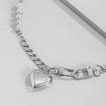 Women Stainless Steel Heart Pendant Necklace Lock Key Chain Necklace-Necklaces-Arimonz-Arimonz