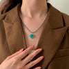 Women Stainless Steel Heart Pendant Necklace Lock Key Chain Necklace-Necklaces-Arimonz-Heart Blue-Arimonz