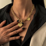 Women Stainless Steel Heart Pendant Necklace Lock Key Chain Necklace-Necklaces-Arimonz-Heart Gold-Arimonz