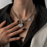Women Stainless Steel Heart Pendant Necklace Lock Key Chain Necklace-Necklaces-Arimonz-Heart Silver-Arimonz