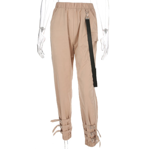 Women Suit Crop Tops Pants Two Piece Casual Sets Buckle Streetwear Set-Wear To Work Sets-Arimonz-Arimonz